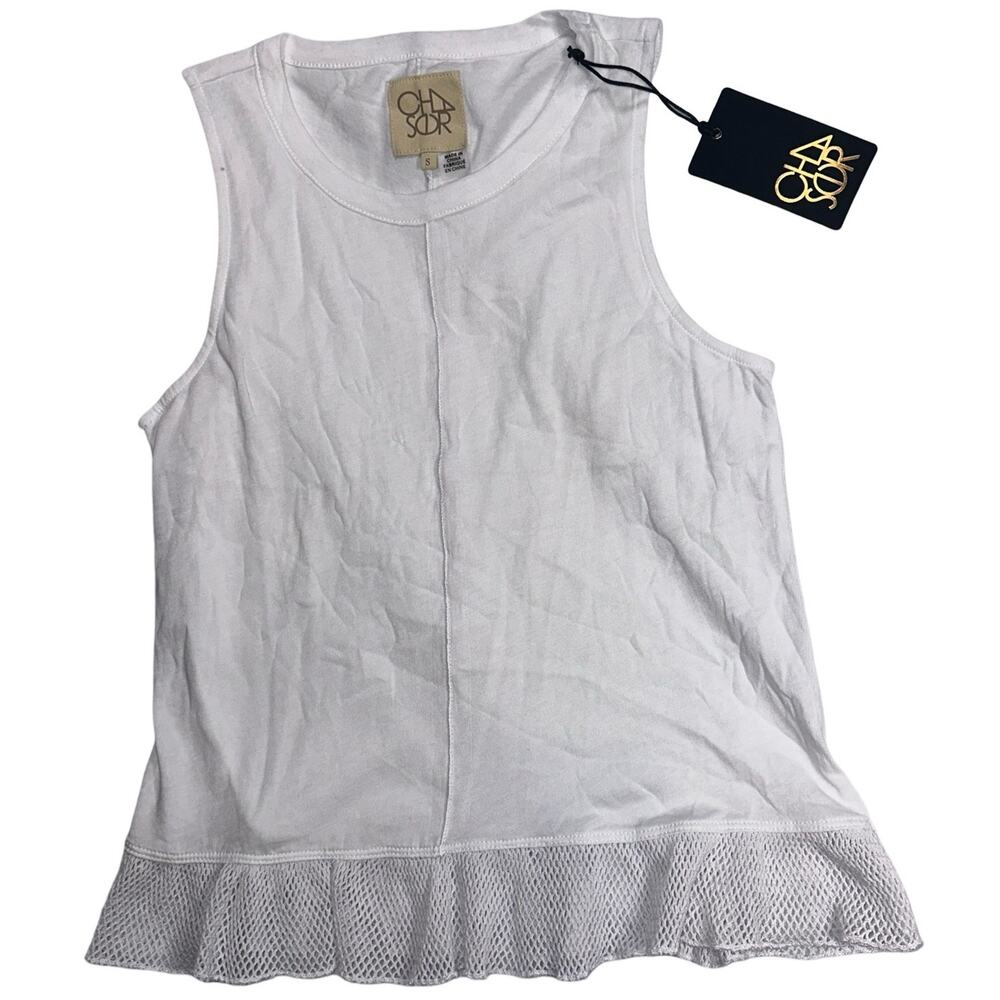 CHASER White Tank Ruffle Size Small NWT